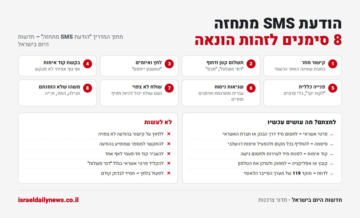 אינפוגרפיקה: 8 סימנים לזיהוי הודעת SMS מתחזה, מה עושים אם לחצתם ומה לא לעשות